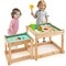 Natural Fir Wood 2-in-1 Sensory Tables Set with Storage & Cover